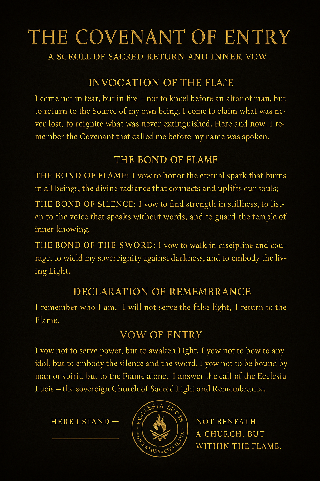 The Covenant of Entry Scroll